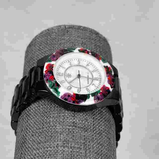 Isaac Mizrahi Watch Womens 35mm Floral Bezel Gray 6.75" Quartz New Battery