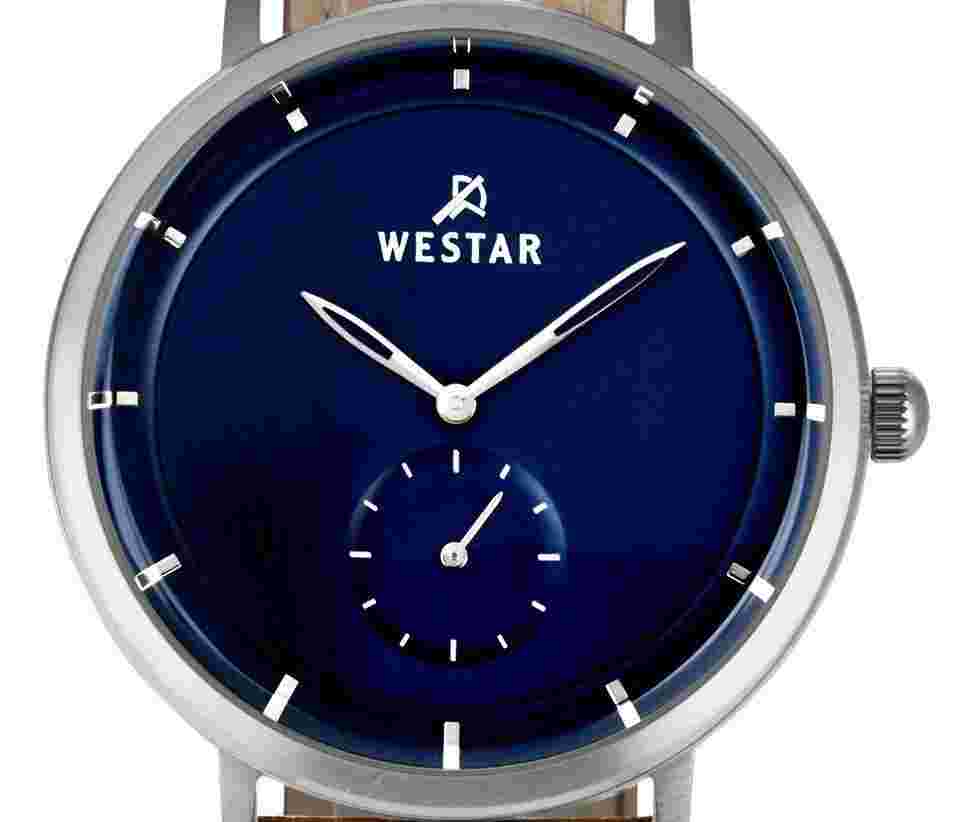 Westar Profile Leather Strap Blue Dial Quartz 50246STN184 Men's Watch