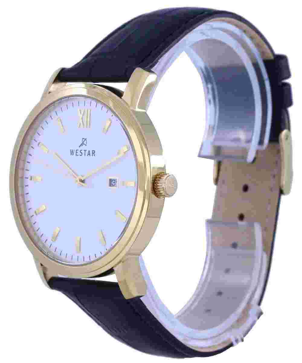 Westar 50244GPN101 White Dial Gold Tone Stainless Steel Quartz Analog 50M Watch