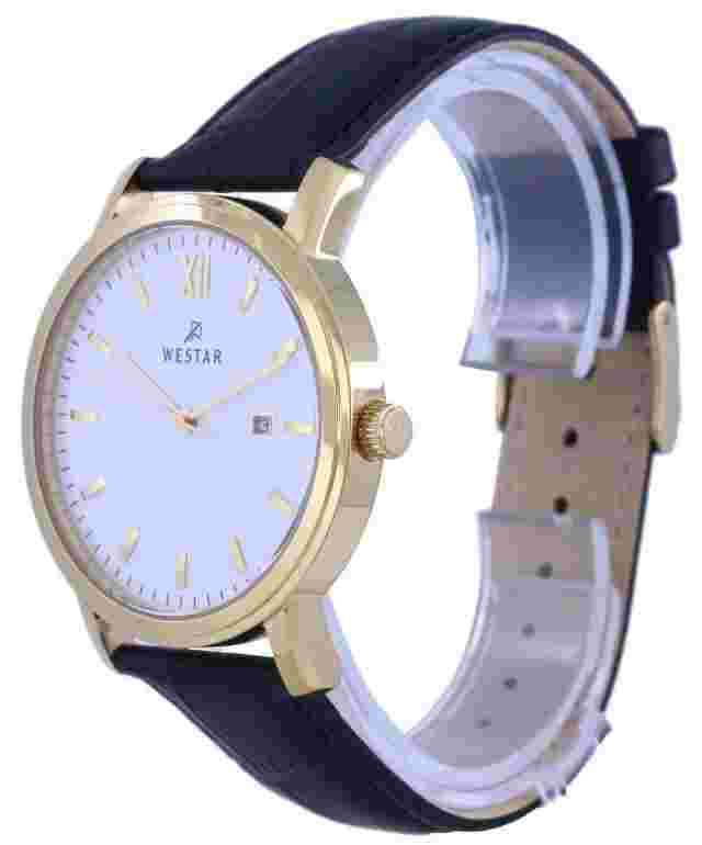 Westar 50244GPN101 White Dial Gold Tone Stainless Steel Quartz Analog 50M Watch