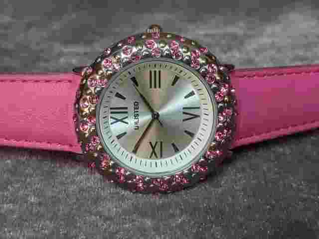 Unlisted  by Kenneth Cole Women's Silver Tone Jeweled Quartz Watch Pink Bands