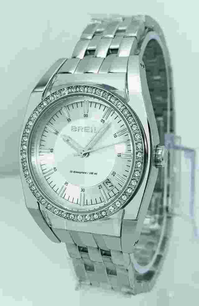 Breil TW0920 Women's Stone Bezel  Stainless Steel Link Bracelet Watch