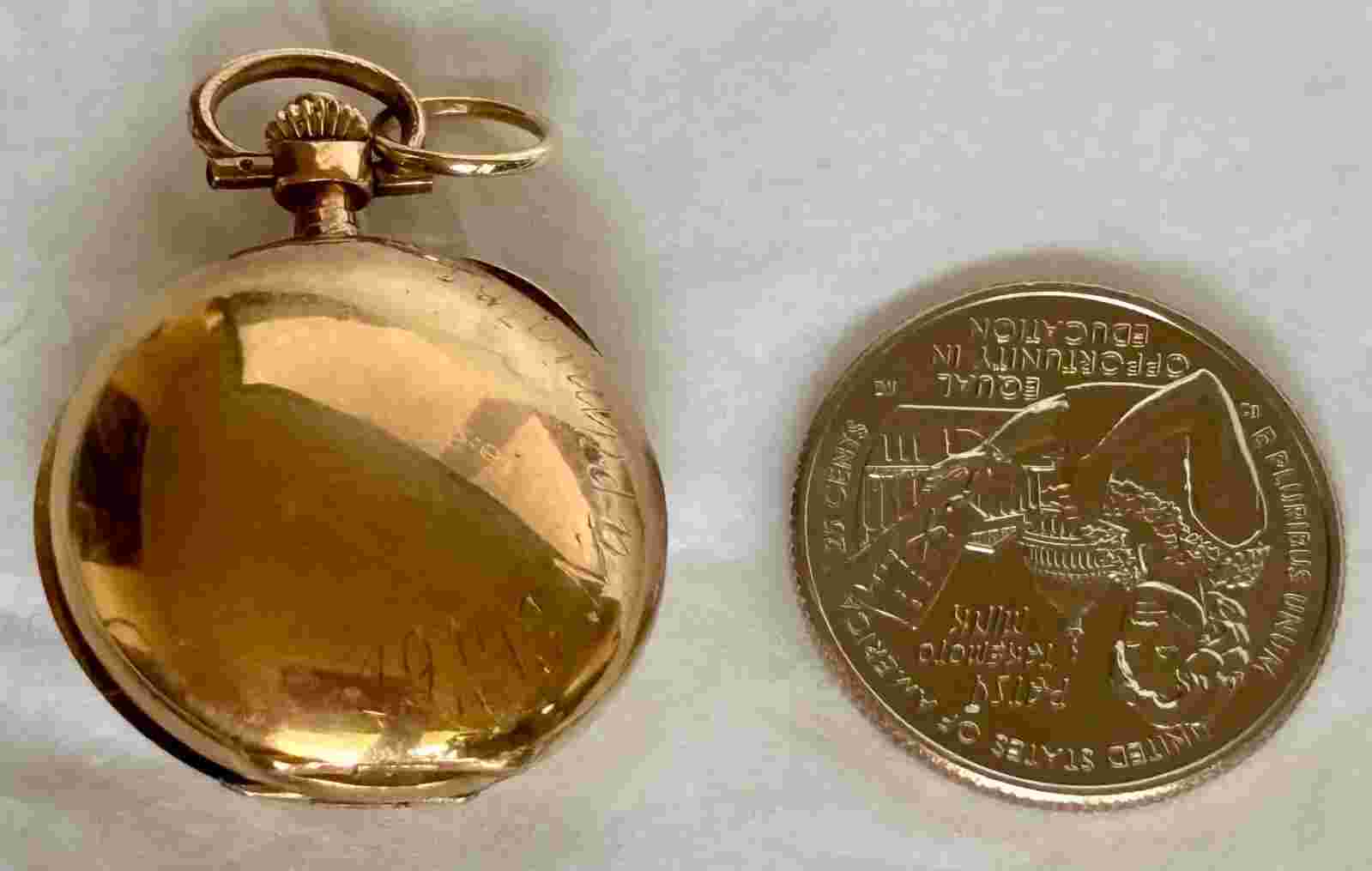 Antique Vintage 14K Yellow Gold Petite Jeweled Henry Pocket Watch Double Hunter