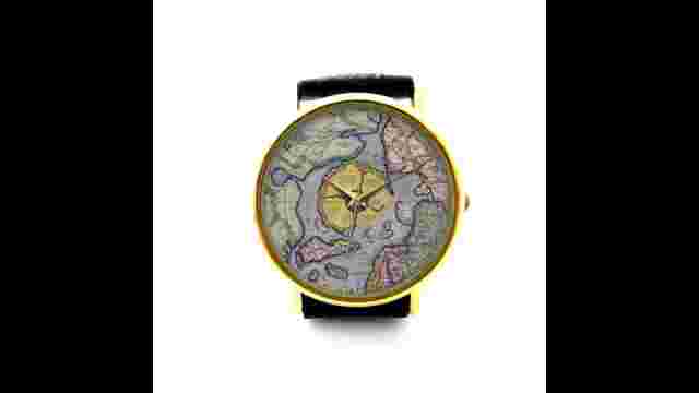 Hyperborea Flat Earth Wristwatch Mercator 1606 Map Watch World Eden Unisex Gift