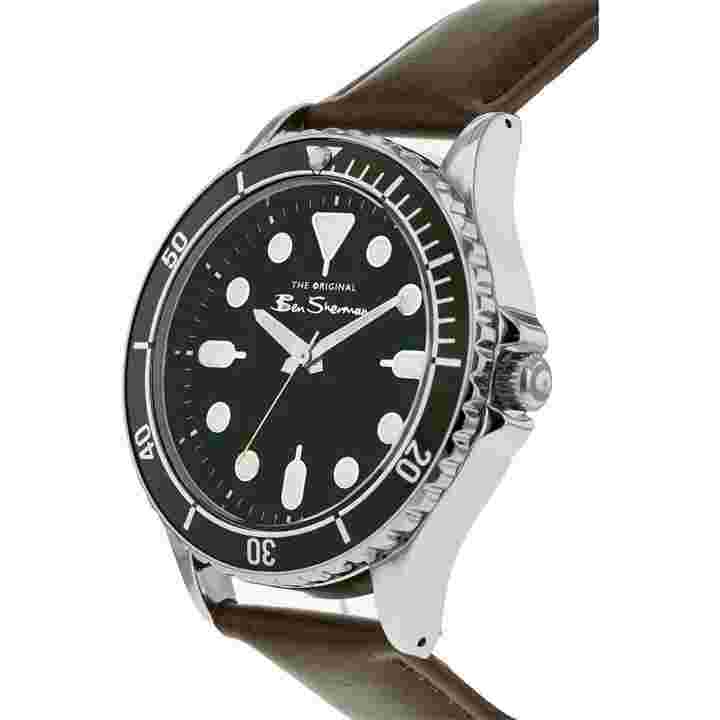 Mens Ben Sherman Watch, New With Tags/Box,  Green, Brown Leather