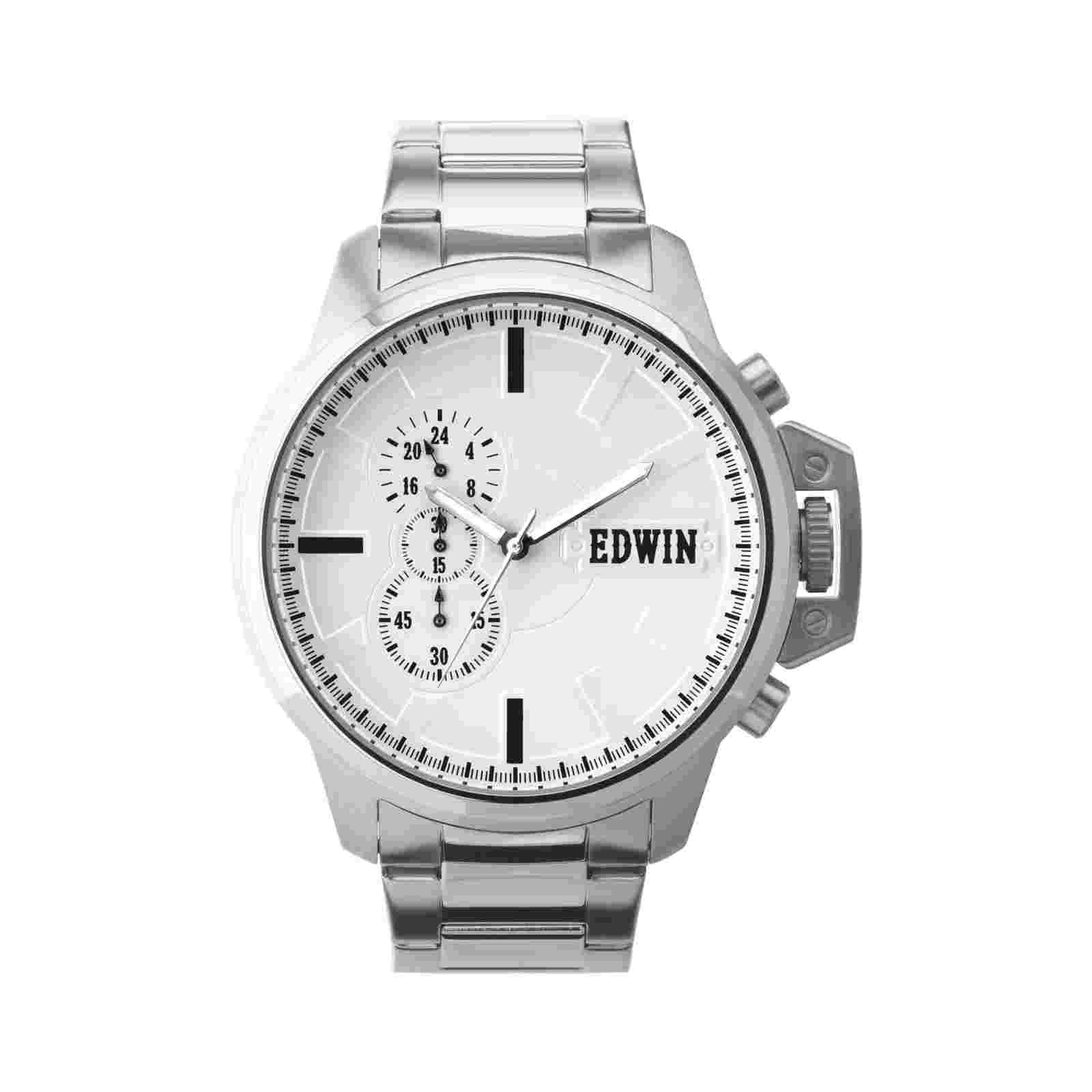 Edwin Energy Men's Chronograph Watch Stainless Steel Case and Band