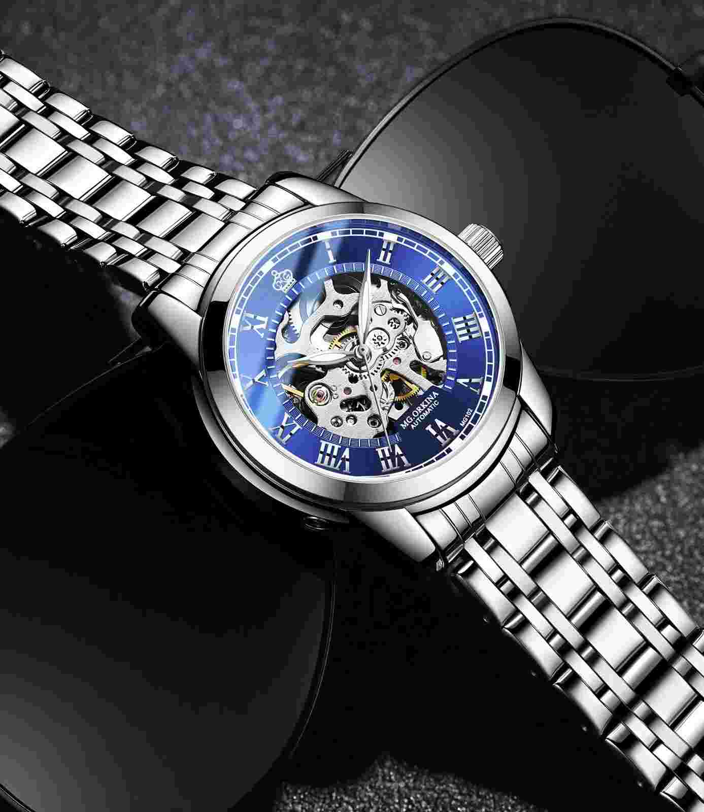 Fashion Men's Skeleton Self-wind Automatic Mechanical Watch Steampunk