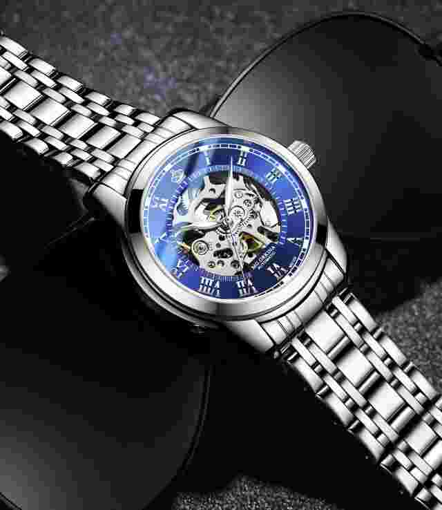 Fashion Men's Skeleton Self-wind Automatic Mechanical Watch Steampunk
