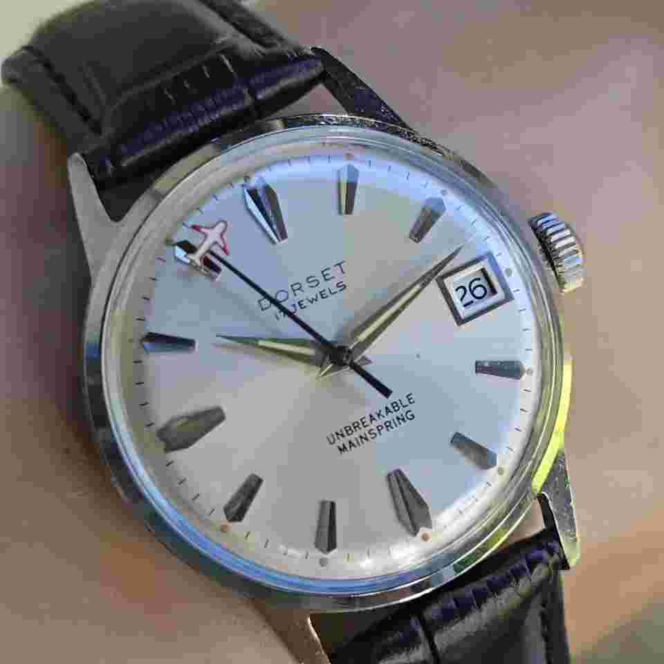 Vintage DORSET men's manual wind watch UT 29C 17Jewels airplane Second Hand 1960