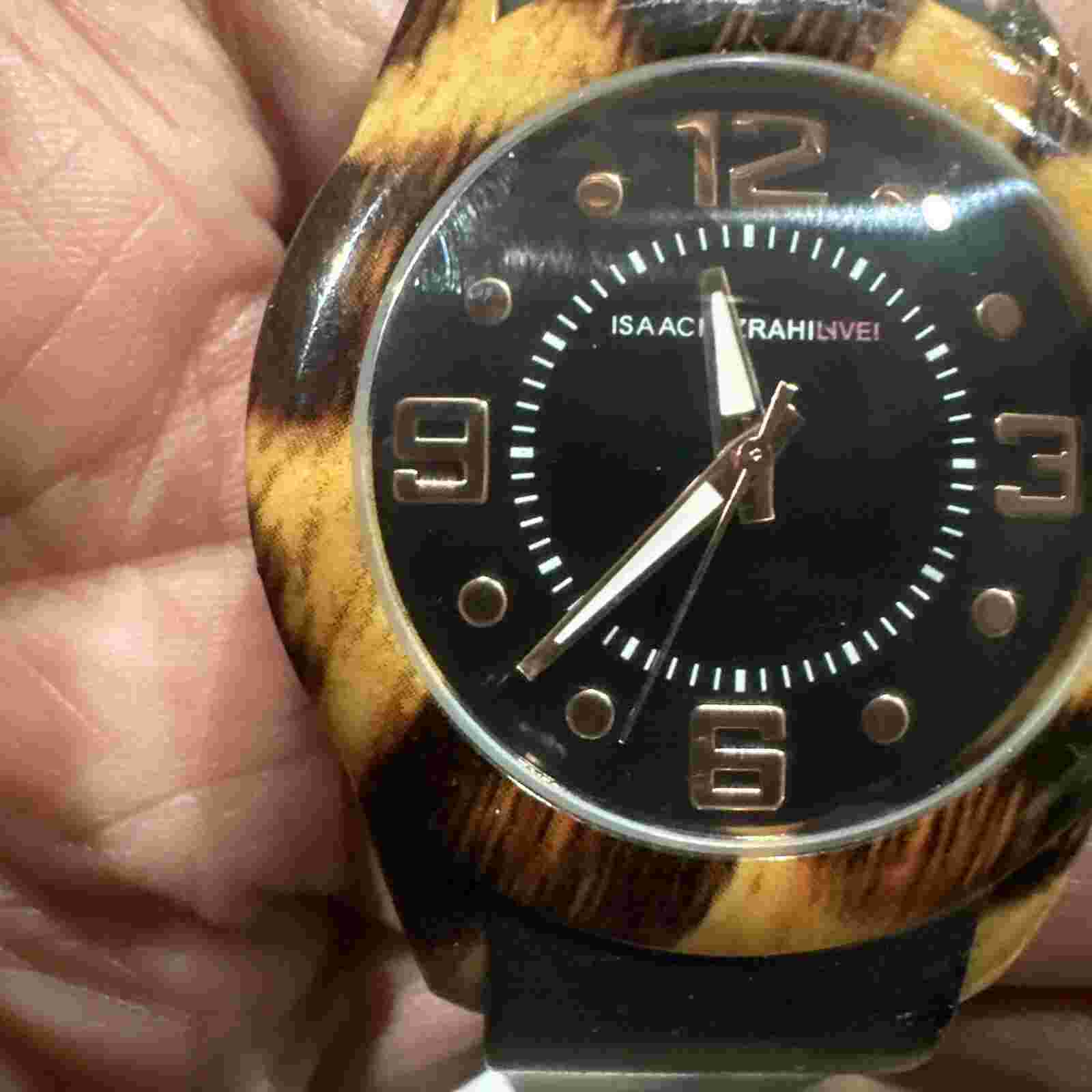 Working Isaac Mizrahi Live Watch Tortoise Shell Bezel Silicone Band New Battery