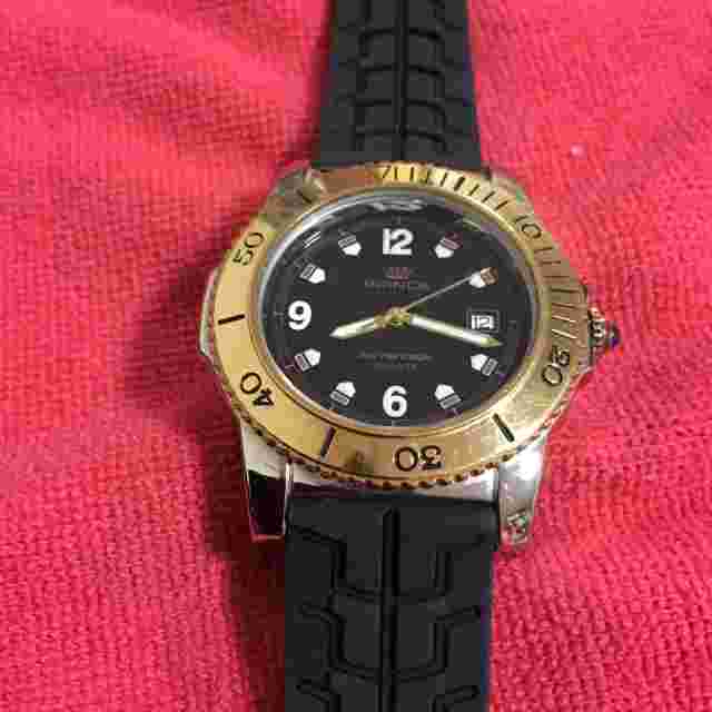 Prince, black dial , Quartz 100M water resistant watch 26cm strap length