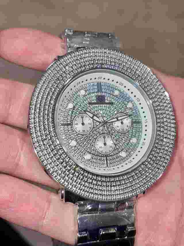 NEW SUPER TECHNO BY JOE RODEO MENS DIAMOND WATCH SILVER TONE CASE METAL BAND