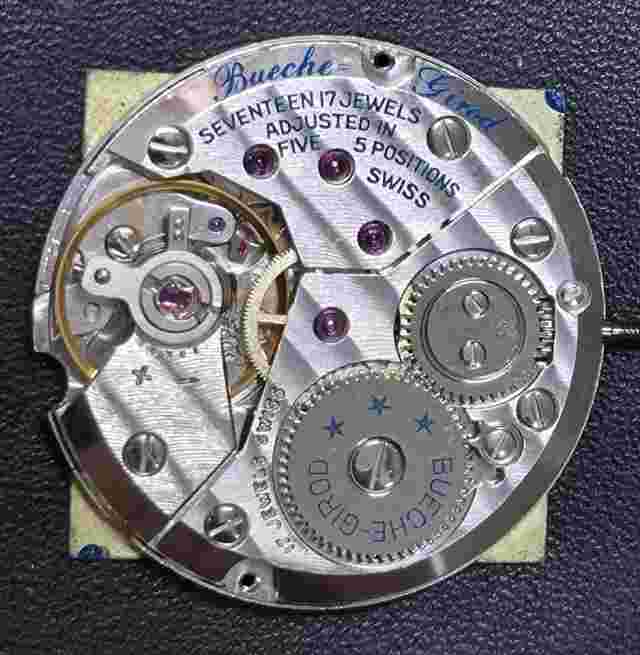 Bueche Girod Watch Movement Running, Peseux 7001 & Dial in Excitement Condition