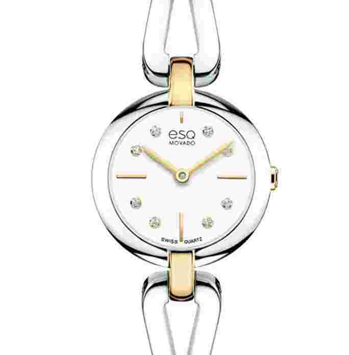 NEW ESQ BY MOVADO 07101443 SWISS QUARTZ LADIES DIAMOND WATCH TU-TONE CORBEL