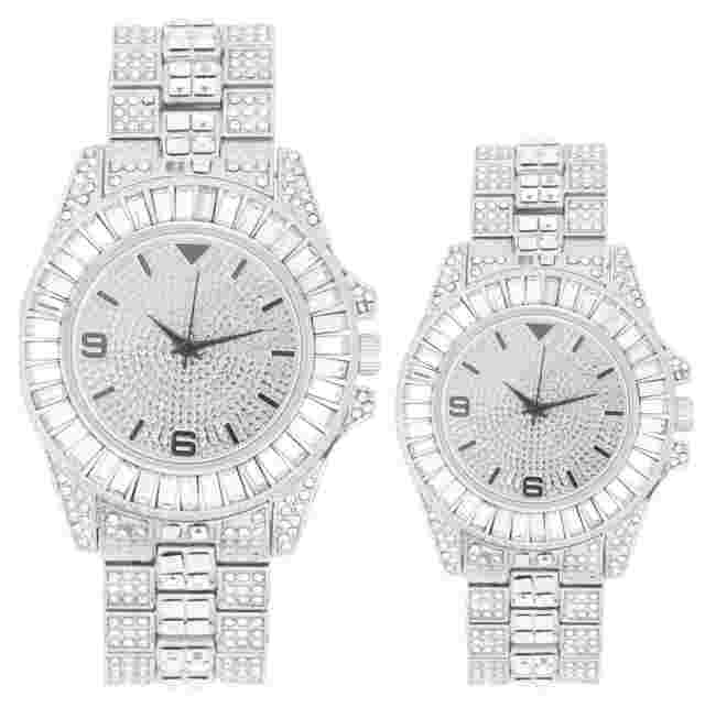Blinged Out His and Hers Hip Hop Matching Watch Set for Power Couple - ST10327ML