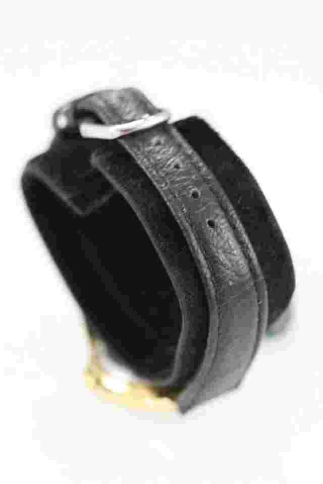 Watch it Women Watch Gold Stainless Steel WR Black Leather Battery Silver Quartz