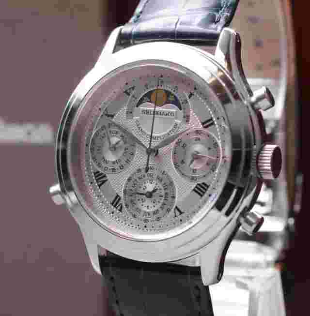 [Near MINT w/Box] Shellman Moon Phase 6771-H32167 Triple Calendar Qz Men's Watch