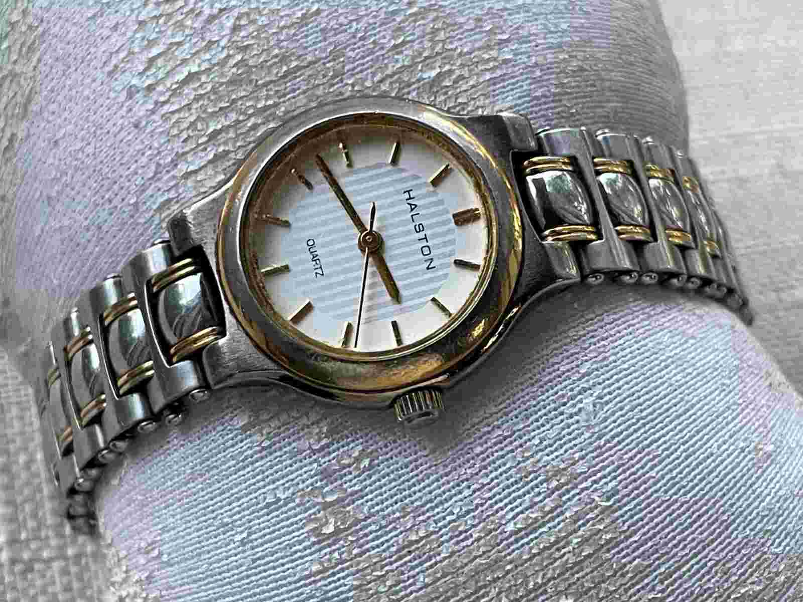 Halston Ladies Wristwatch Dual Tone Silver/Gold Analog Quartz Watch