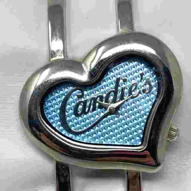 Candie's Heart Watch Women 30mm Silver Tone Blue Grid Dial New Battery 6.5"