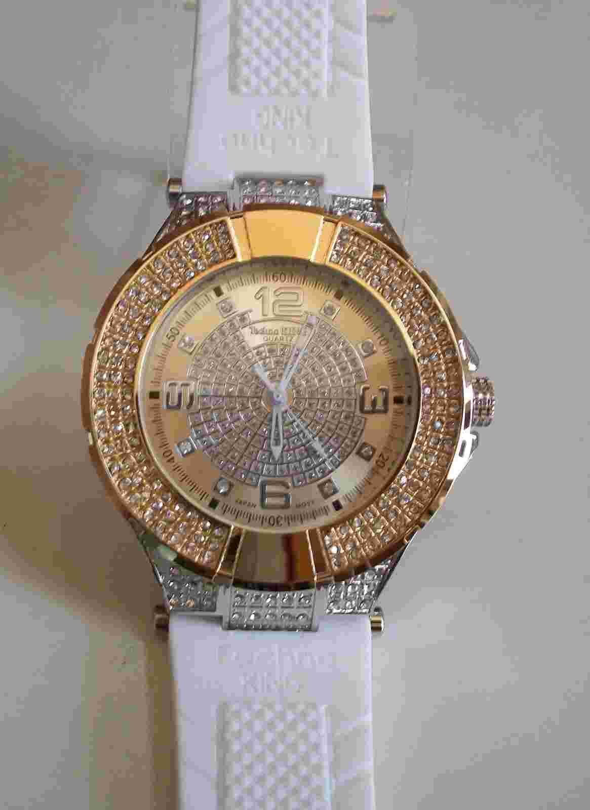 MEN'S SILVER & GOLD FINISH TECHNO KING SILICONE BAND BLING DRESSY FASHION WATCH