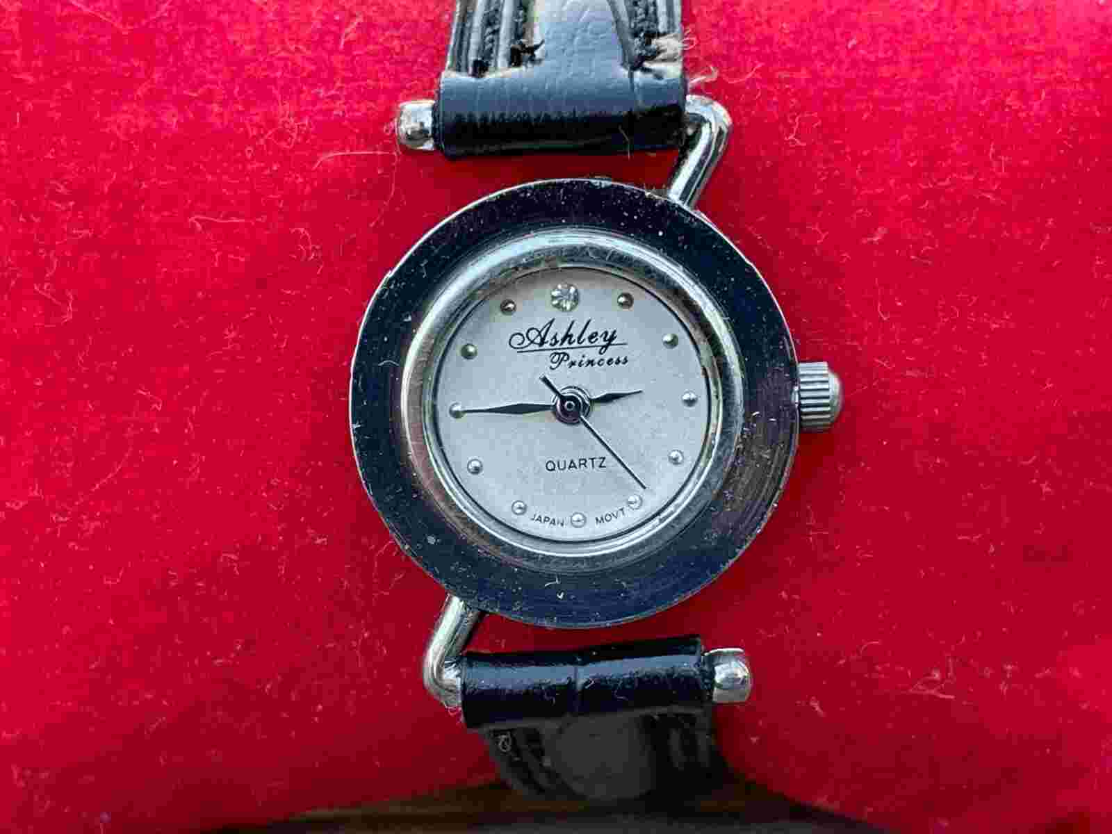 Ashley Princess Women Watch Black Band Silver Tone Analog Wrist Watch Japan Move