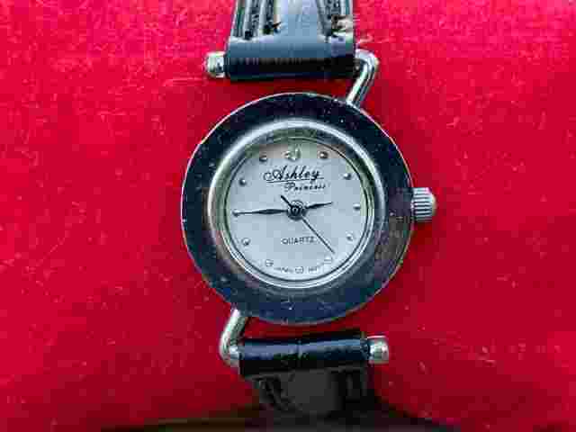 Ashley Princess Women Watch Black Band Silver Tone Analog Wrist Watch Japan Move
