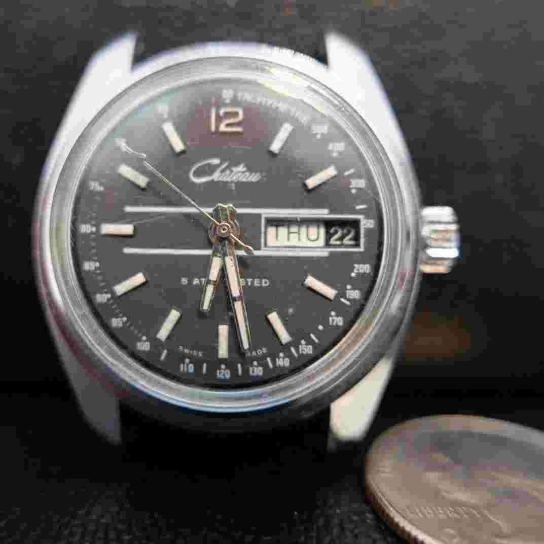 Vintage 1960s Chateau Men Automatic 5 ATM Diver Watch Day / Date TACHYMETRE !!!