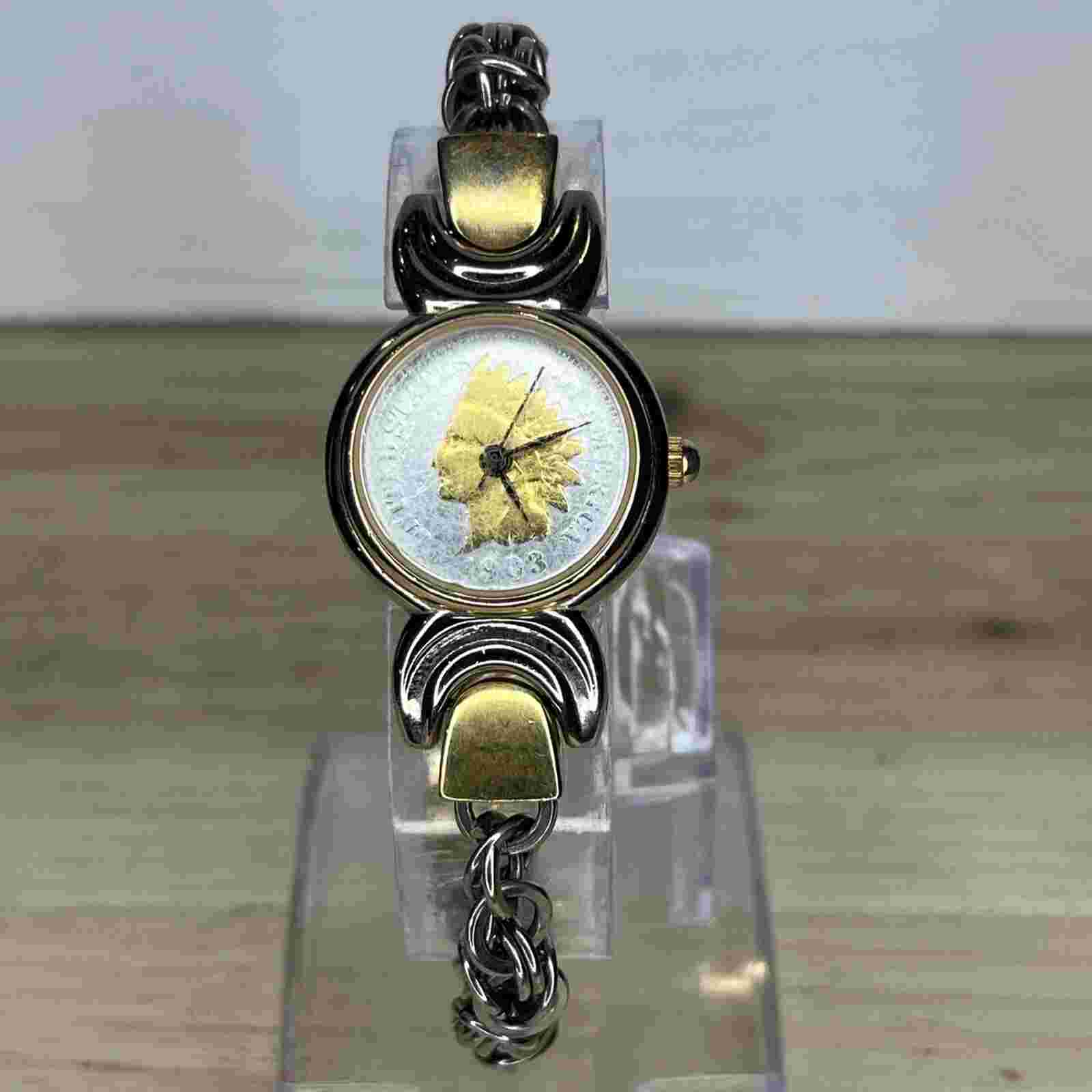Vintage Indian Head 1903 Penny Silver Tone Watch James Longacre NEW BATTERY