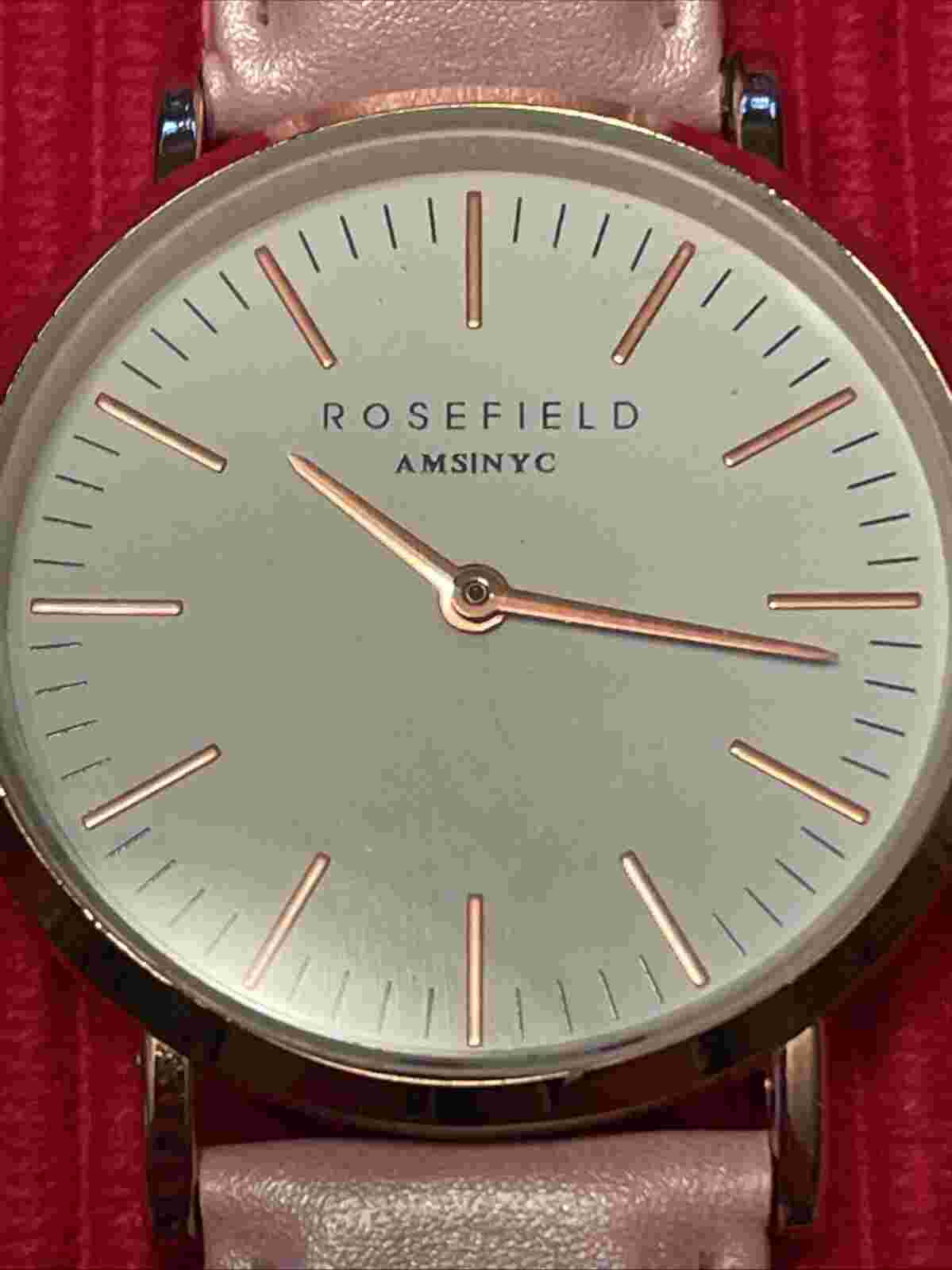 ROSEFIELD Amsinyc Rose Gold Face Leather Band Ladies' Watch (CA)