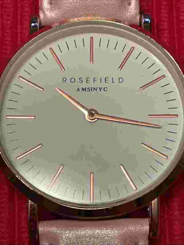 ROSEFIELD Amsinyc Rose Gold Face Leather Band Ladies' Watch (CA)