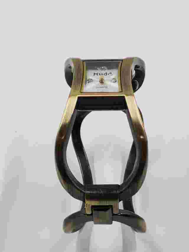 MUDD Quartz Watch Bronze Cuff Bracelet Clamper Analog Needs Battery Women