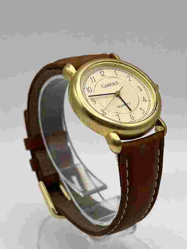 Carriage Quartz Watch CR2016 Cell Brown Genuine Buffalo Band Runs