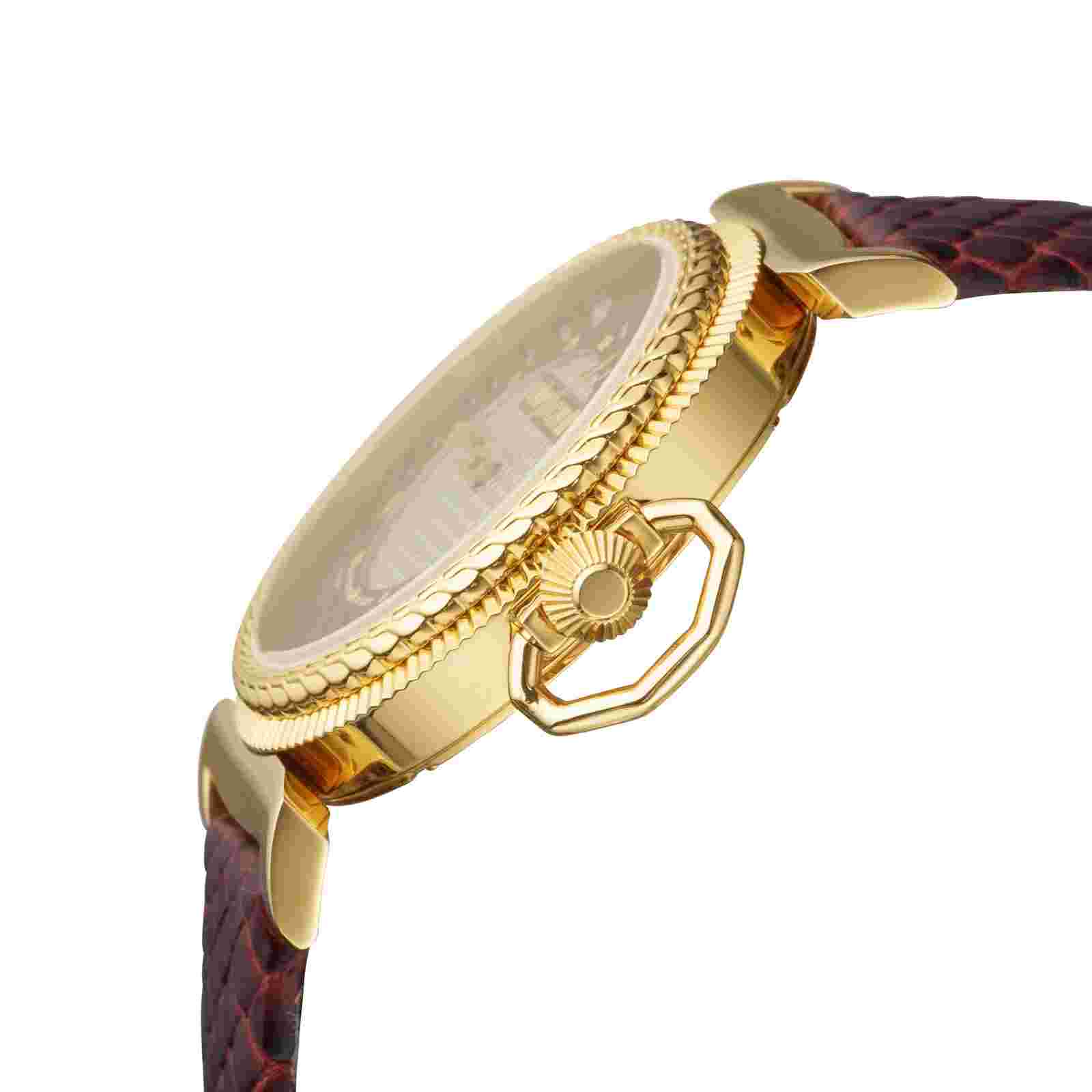 Roberto Cavalli Women's RV1L056L0036 Gold IP Steel Burgundy Leather Wristwatch