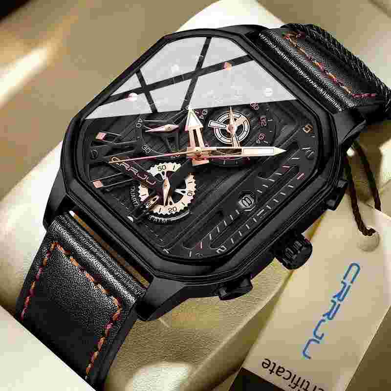 Reloj Negro Deportivo de Hombre con Caja de Acero Inoxidable Pulsera Suizo Marca