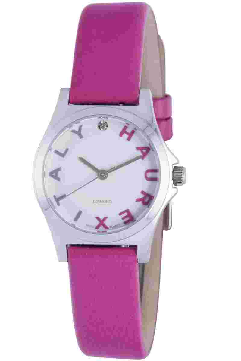 Haurex Italy Women's  6A505DPP City Diamond Pink Leather Watch