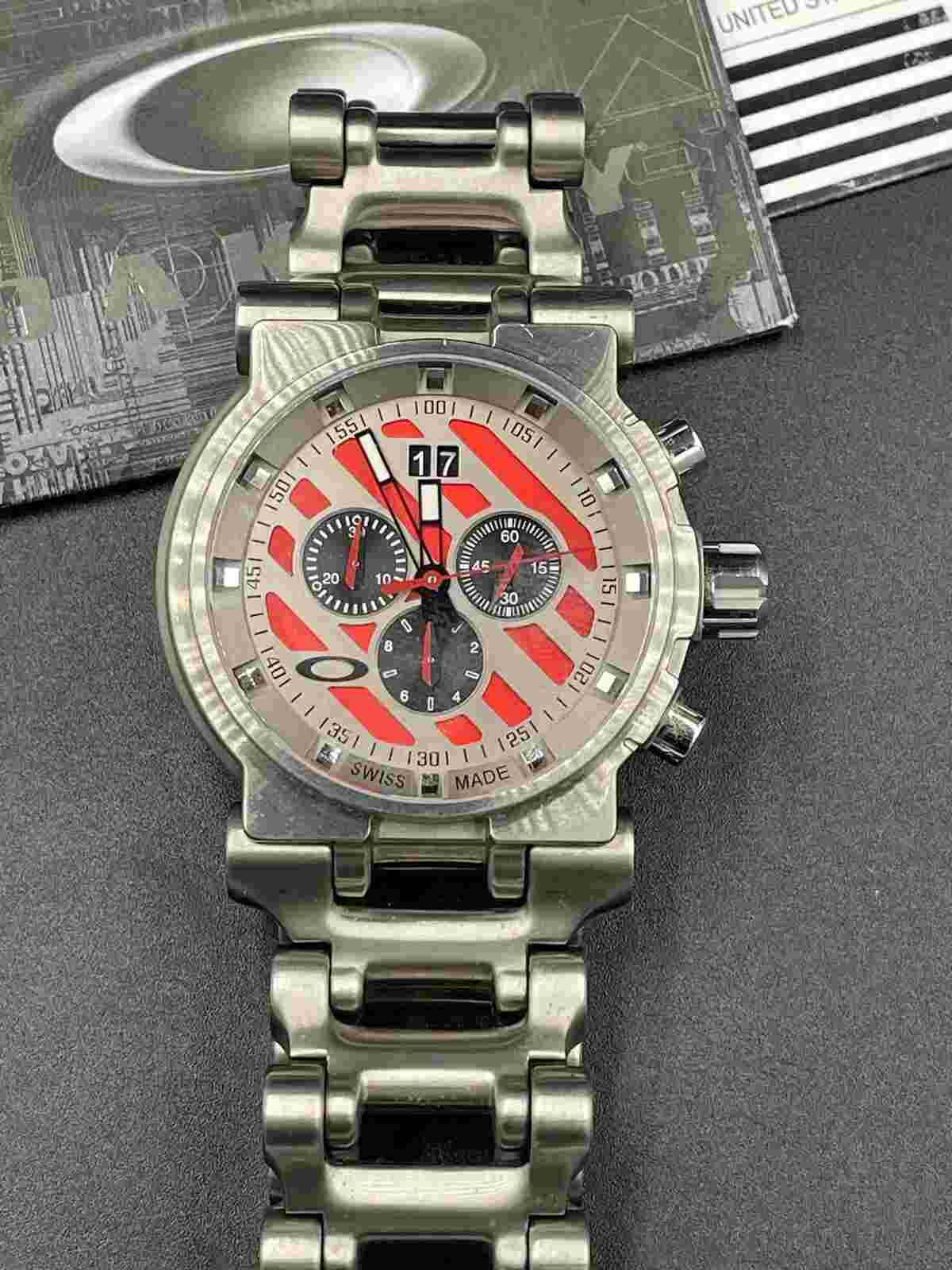 Oakley Hollow Point Titanium w/Red Dial Watch