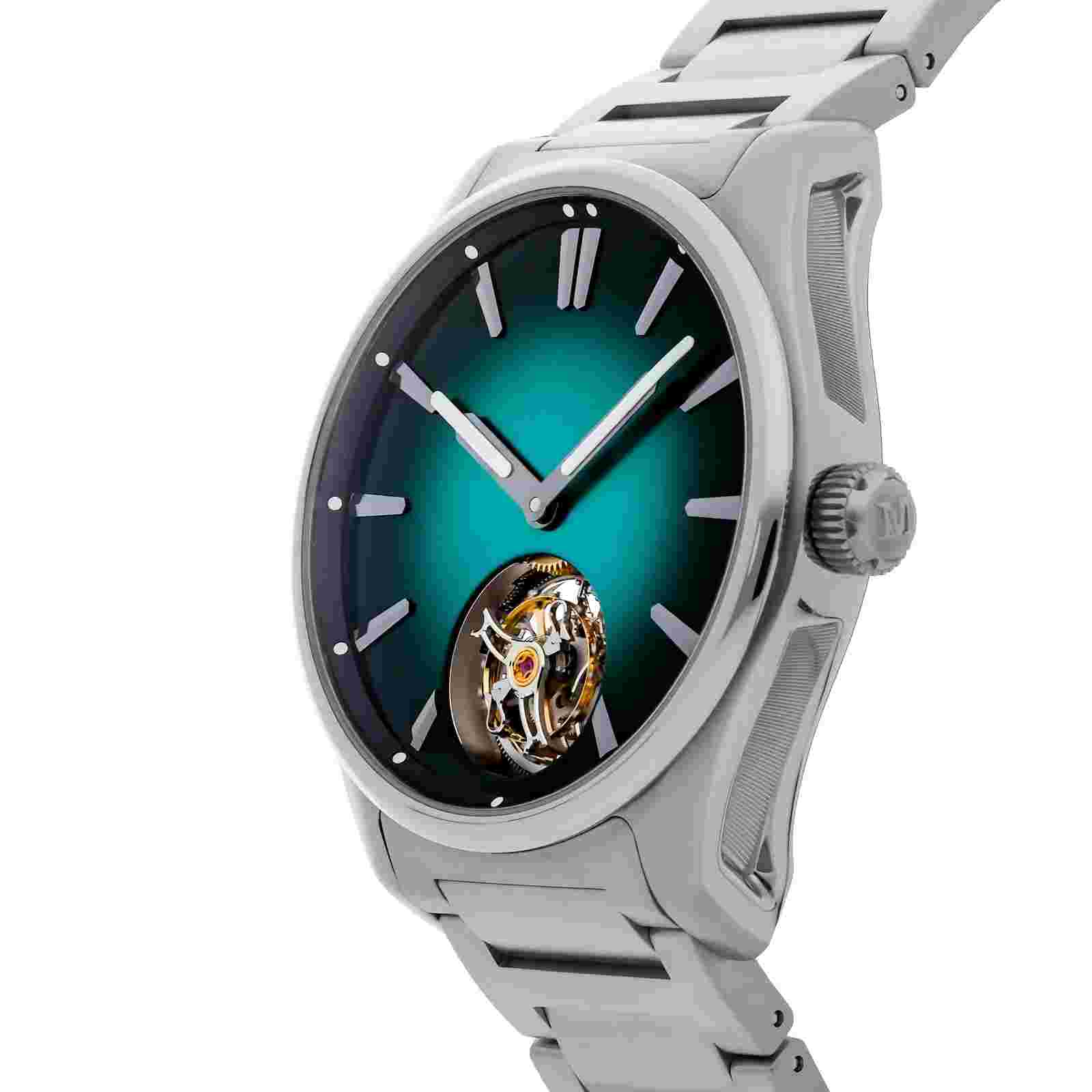 H. Moser & Cie Pioneer Tourbillon Edition Steel Auto Blue Dial Watch 3804-1205