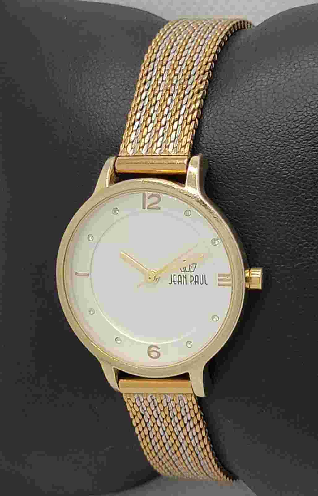 Ladies Jean Paul Classic Round Gold Tone Case Two Tone Mesh Bracelet Watch M1