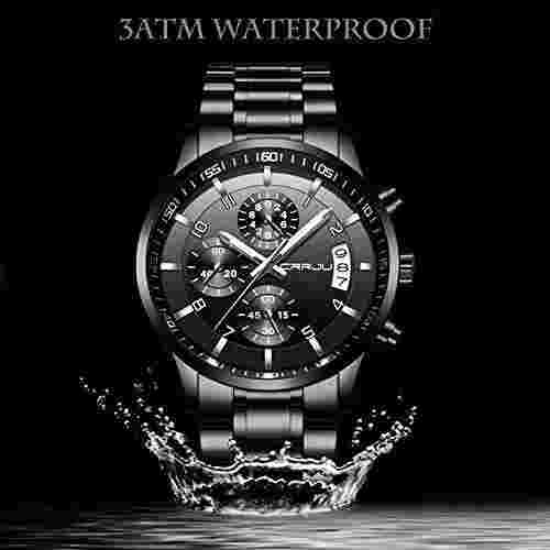 CRRJU Men's Watch Fashion Business Chronograph Quartz Wristwatches,Luxury Stains