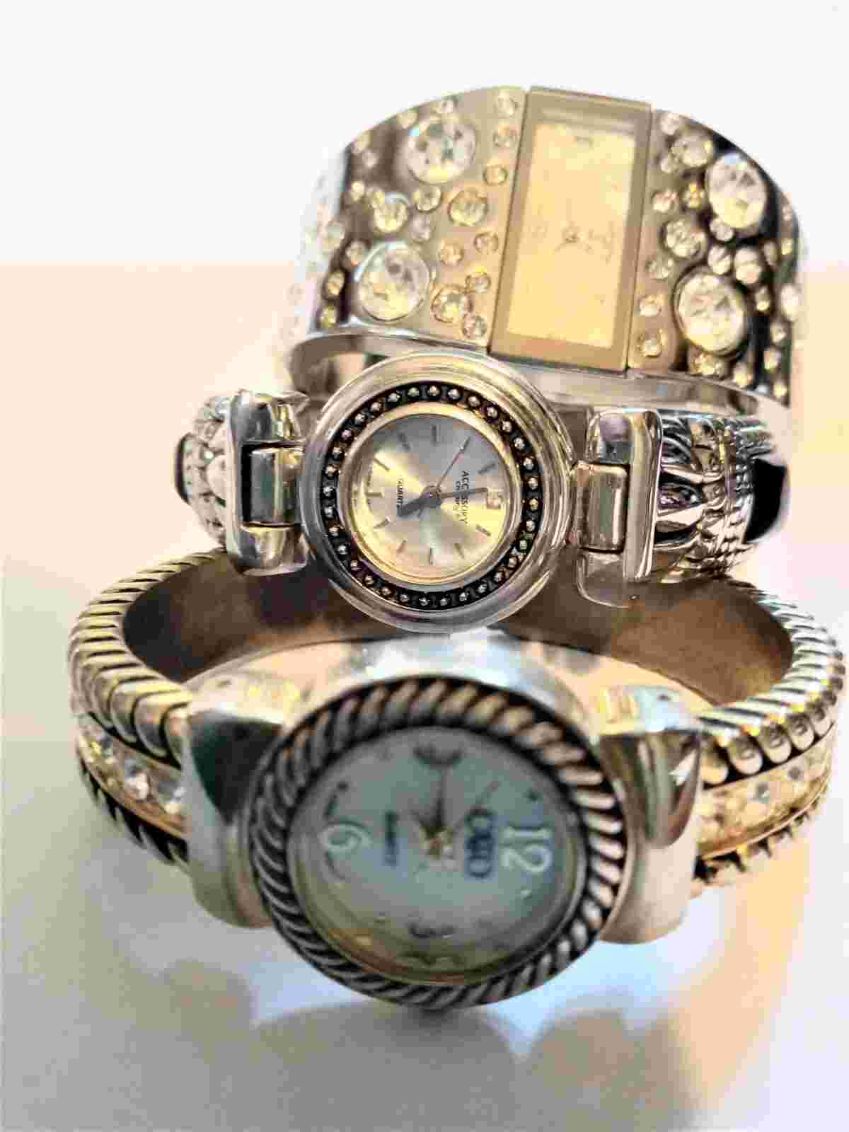 watch spring loaded cuff with new batteries rhinestones Cato etc. #DJD