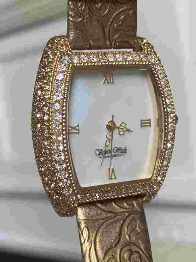 Victoria Wieck Watch Goldstone With Clear Crystal Rhinestones Retired Y2K