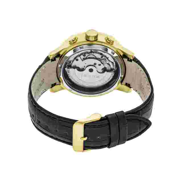 Heritor Automatic Hannibal Semi-Skeleton Leather-Band Watch - Gold/Silver
