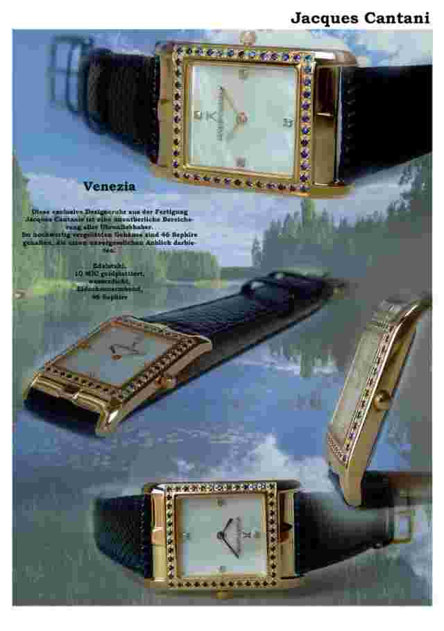 Jacques Cantani Venezia 46 Sapphire &4 Diamonds 10 Micron Gold Plated