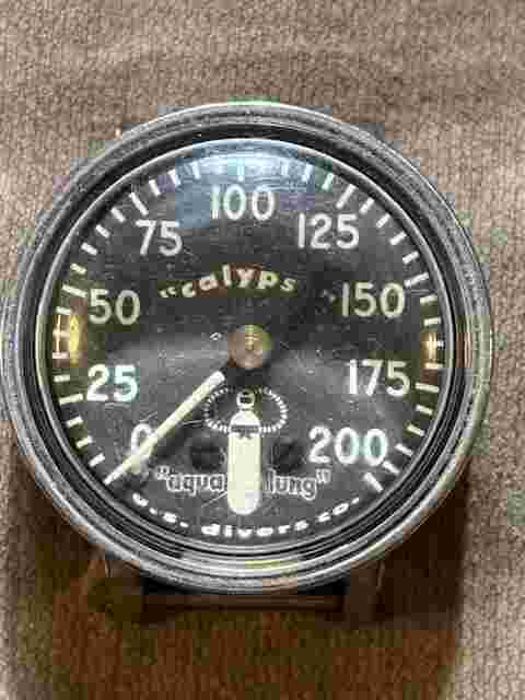 Vintage US Divers Aqua Lung CALYPSO SCUBA Diver 200' Depth Gauge - No Corrosion