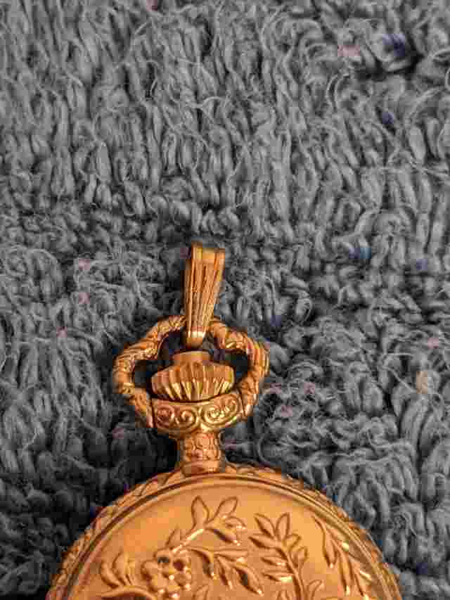Gold Tone Pocket Watch Pendant ~ Jostens Quartz Swiss Made