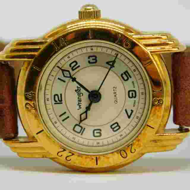 Wrangler 77-477 Genuine Leather Quartz Analog Women's Watch New Battery