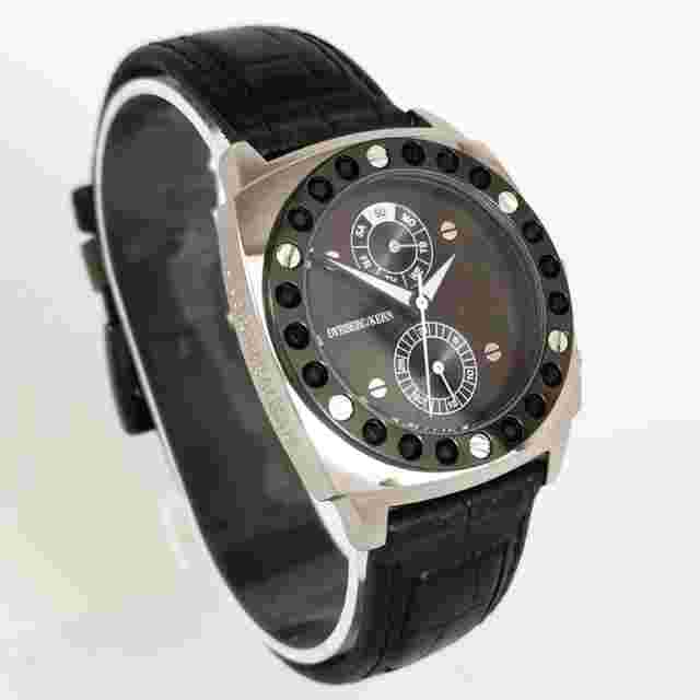 Dyrberg/Kern Black Leather Strap Diamonds Quartz Women's Wrist Watch