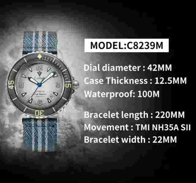 Latest NH35 Divers 100M  Fathoms 50 42MM Japan NH35 Automatic Mechanical C8239