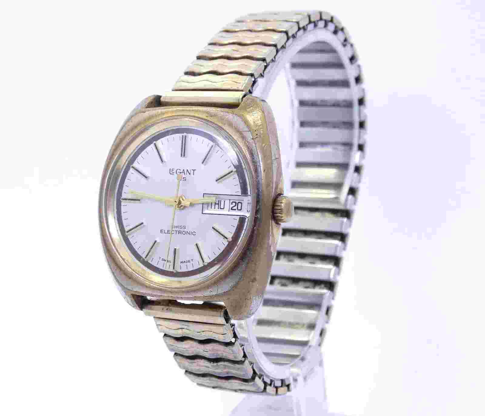 LE GANT QS Swiss 7 Jewel ELECTRONIC Vintage Quartz Watch Working/Needs Cleaning