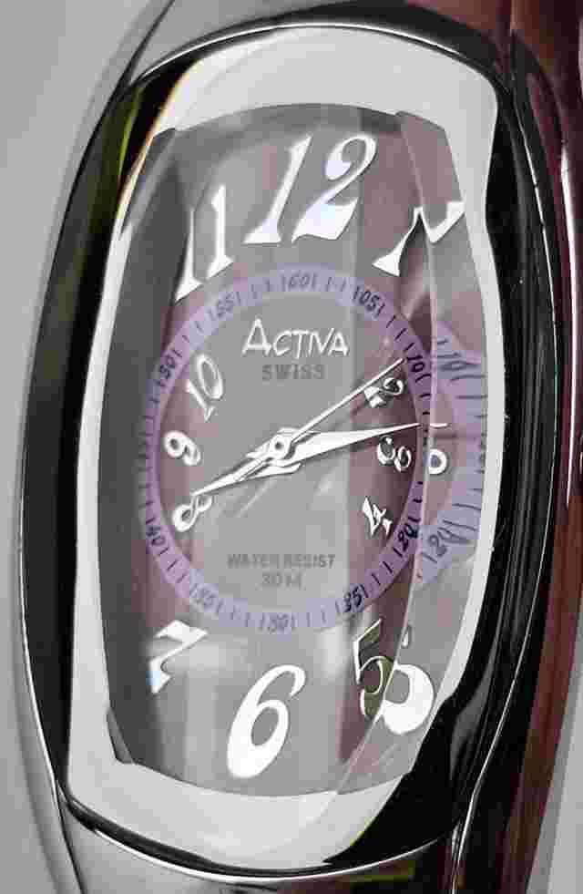 Activa Pink Pearl Oval Concave Glass Swiss 495494 Wristwatch Tested Working